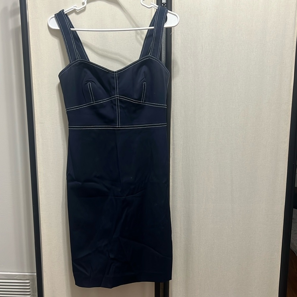 J Crew Blue Contrast Stitch Dress NWT Size 4